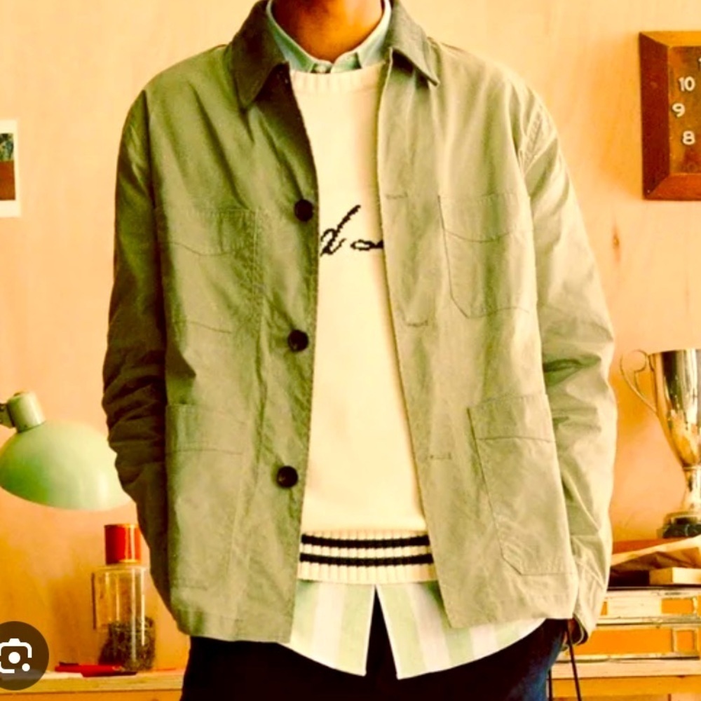 Zara barn jacket shirt pockets corduroy collar fall chore unisex $98 casual
